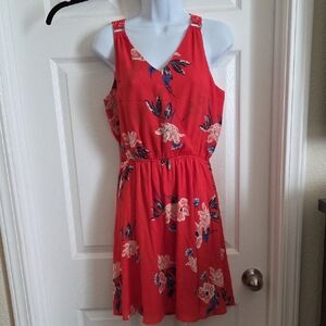 Floral Sleeveless Orange Floral Dress